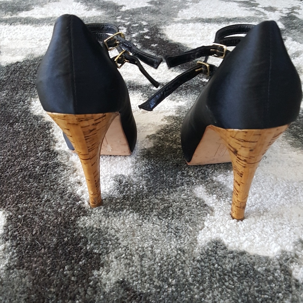 STEVE MADDEN| Womens black satin peep toe heels|Size 7 - Picture 4 of 5